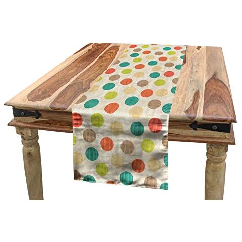 ABAKUHAUS Retro Camino de Mesa, Círculos Coloridos Sucio, 40 x 180 cm Cover