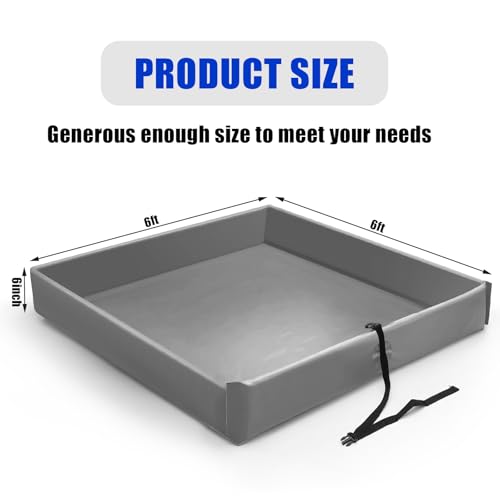 Image of Wettarn Folding Duck Pond 6' x 6' Portable Spill Containment Berm Wall Containment Berm (Gray)