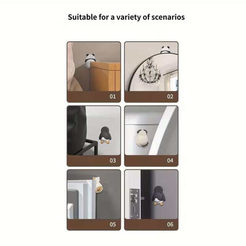 Image of KIMEE Cat Shape Silicone Wall Protector Door Stopper | Soft Rubber Bumper for Door Handle, Fridge & Furniture | Noise & Scratch Protection (Pack of 2)