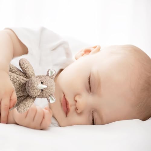 Image of Baby Brown Rhino Soft Stuffed Animal Security Blanket, Plush Rhino Character Lovey Blanket, Baby Shower /Nursery Gift, Newborn Infant Toddler Snuggle Blankie for Boys Girls, 14 Inches