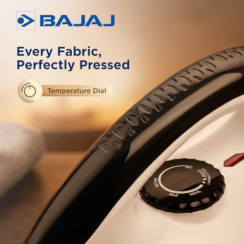 Image of Bajaj Dry Iron DX 15 1000 Watts | Duraglide soleplate with double-layered Anti-Bacterial Non-Stick German coating | Auto-Shut off | Cool touch body | 360 Swivel Cord | 2 Yr Warranty | Black & White