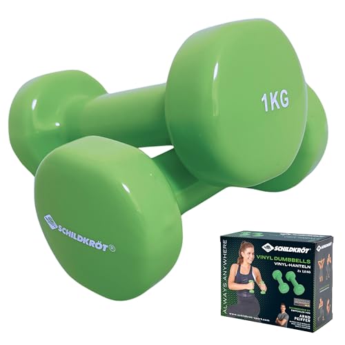 Schildkröt Vinyl Hantel Set, 2 x 1,0 kg, Grün, in 4-Farb...