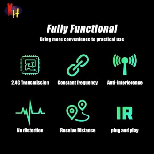 Image of kh Professional Dual Wireless UHF Microphone System - 1 XLR Transmitter & 2 Receivers Kit for Dynamic & Condenser Microphones, Electric Guitar, Organ & Amplifier - Rechargeable Plug-and-Play