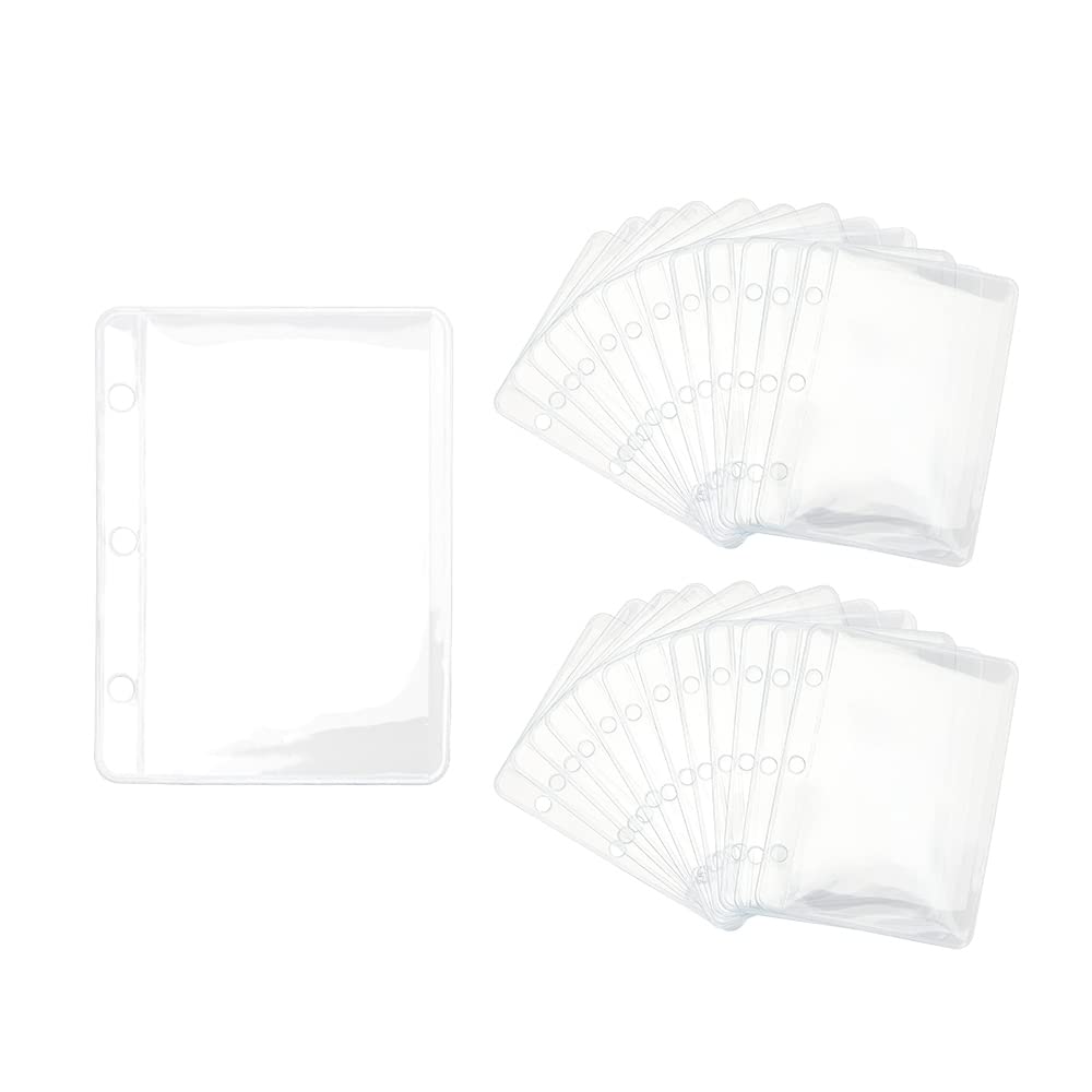 24pcs Mini A9 Binder Pockets Clear Zipless Cash Envelopes Budget Binder Pouch Inserts Sleeves Sheet Protectors for 3-Ring Binders Organizer Photos Cards Bills (A9 Binder Pocket)