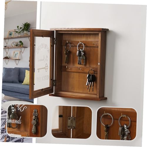 Caja de llaves de diseño decorativo Alipis colgador de pared de plástico marrón 7