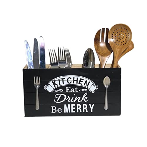 Chen0-super Porte-ustensiles Bois | Organisateur d'ustensiles en Bois pour Cuisine avec 4 Compartiments | Pot à ustensiles, décor de Cuisine de Ferme pour Couverts cuillère à Baguettes