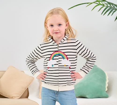 Akyzic Girls Zip Up Hoodie Toddler Lightweight Fall Jacket Cotton Unicorn Hooded Sweatshirt Kids Winter Outerwear2