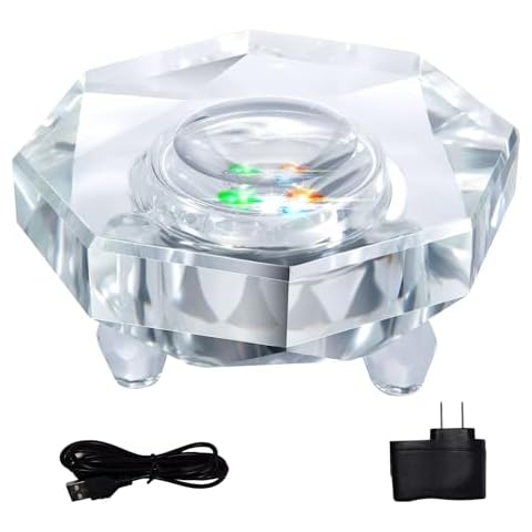 SHANDERBAR Crystal LED Light Base，3D crysta Light Base for Glass Art, Multicolor Color Light Stand for Crystal Display Base - Octagon Base Cover