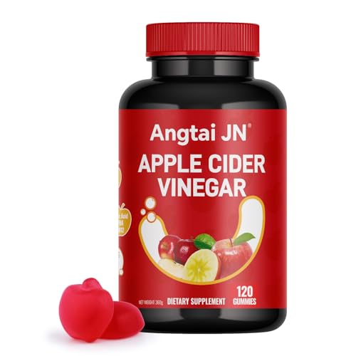 Angtai JN Apfelessig Gummibärchen, 1000 mg Apfelcidervinegargummis mit Vitaminen | Energie-Boost & Verdauungsförderung | 120 vegane Gummis pro Flasche-60 Tage | Ohne Gluten, gentechnikfrei