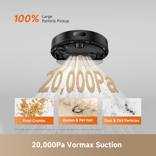 Image of DREAME D20 Air Plus Robot Vaccum and Mop Combo with 20,000Pa Suction, Anti-Tangling Tech, Auto-Emptying Dock, Deep Carpet Cleaning and Smart Navigation Black