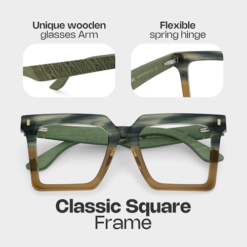 Image of Zeelool Vintage Square Eyeglasses Frame for Men with Non-prescription Clear Lens ZJGX320783