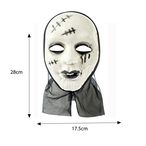 Komonee Demon Nun Mask Adult Halloween Zombie Sister Costume Party Unisex Fancy Dress Outfit, White, 1 Mask - Image 2
