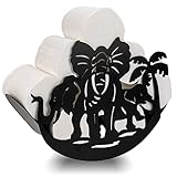 Elephant Toilet Paper Holder Black Metal Wall Mounted Toilet Paper Toilet Paper Storage for 7 Rolls