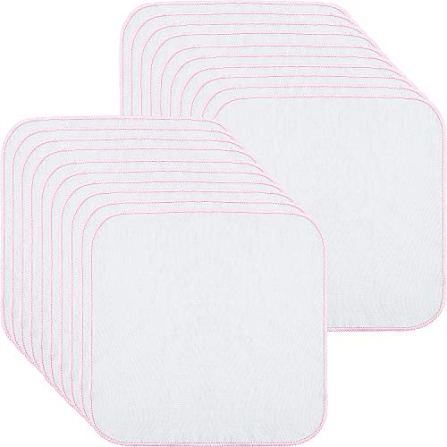 20 Pieces Cotton Facial Cleansing Muslin Cloths Soft Cloths Remove Makeup Tool Polishing Facial Cloths (9.84 x 9.84 Inch, Red)