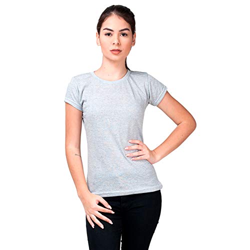 Kit com 3 Blusas Baby Look Básica Part.B Gola Redonda (Preto/Cinza/Branco, P)