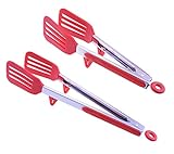 9-Inch & 12-Inch Cooking Tongs,Premium Stainless Steel Locking Kitchen Tongs with Silicone Tips,...