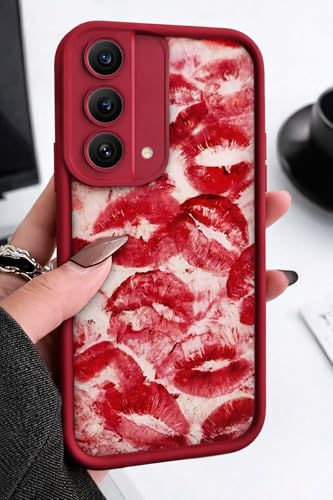 Image of COVERLY Lips Back Case Cover Compatible for OnePlus Nord 5 5G | Hot 3D Sexy Lips Retro Embossed | 360 Camera Protection | Lip Kiss Print Cute Soft Touch Liquid Silicone Phone Case (TPU | Love Red)