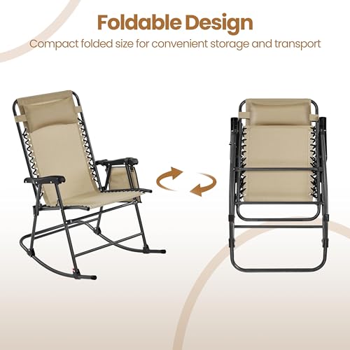 Yaheetech YT-00134132 26In Rocking Chair Outdoor Zero Gravity Folding Chairs Rocking Chairs Foldable Outdoor Lounge Chair thumb #5