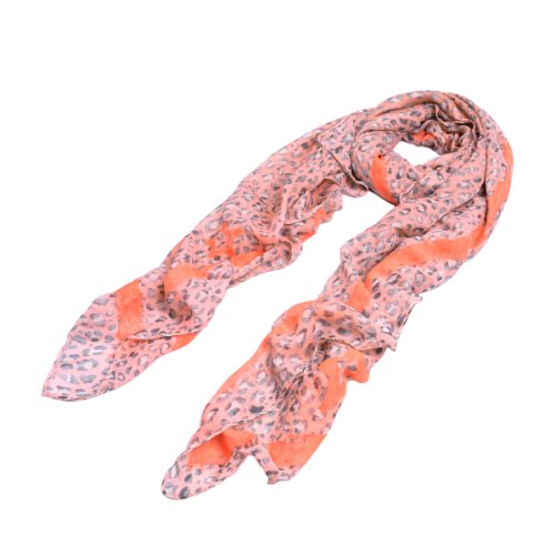 Elegant Spot Leopard Animal Print Scarf with Brushed Border - Diff Colors Avail2