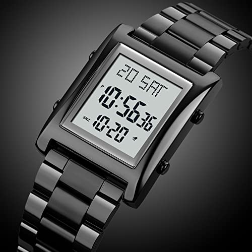 RNONDRY Mens Watches Digital Watch for Men Womens, Stainless Steel Rectangle Watches for Men, Men's Wristwatch Waterproof2