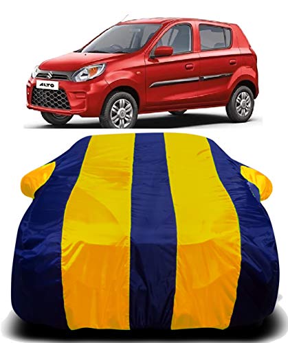 Image of Waterproof Car Cover with Ultra Surface Body Protection (Yellow Stripes) (Maruti Suzuki Alto)