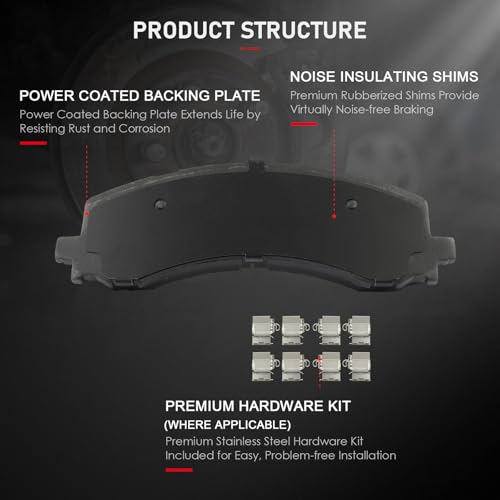 Image of cciyu D2382 Front Ceramic Disc Brake Pads Kit For Ford For Bronco 2023,For Ford For Expedition 2022-2023,For Ford For F-150 2021-2023,For Ford For F-150 Lightning 2022-2023
