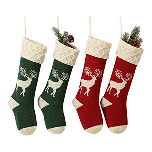 VAQM Christmas Stockings 18 inch 4 Pack Knit Xmas Stockings Hanging Stockings for Family Holiday Season Decor (Christmas Stockings 4Pcs, 18'')