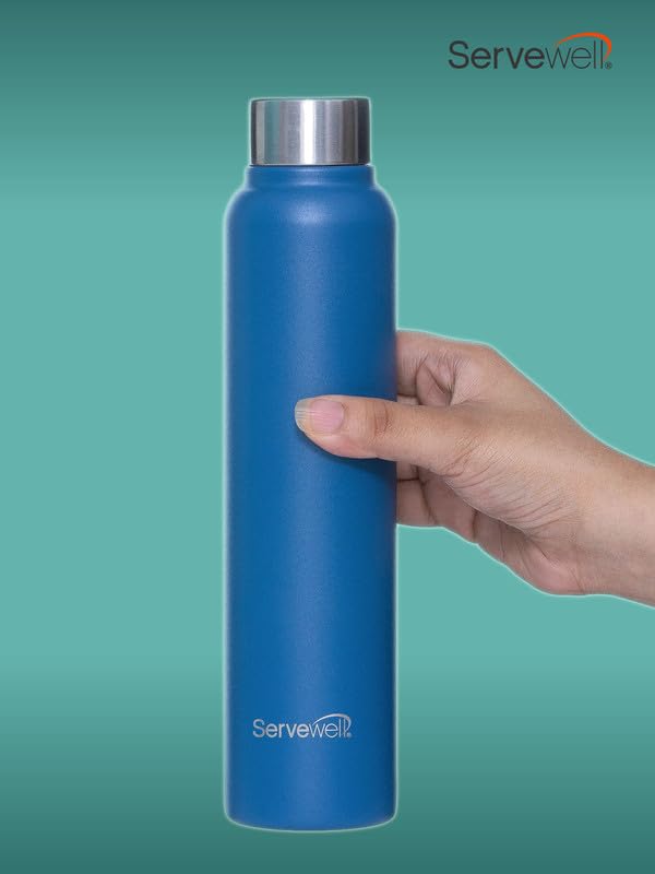 Image of Servewell 1 pc Sleek - SS Single Wall Bottle 600 ml - Imperial Blue
