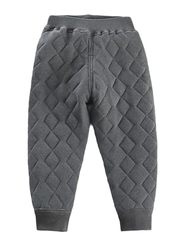 Hansber Kids Boys Girls Winter Warm Pants Padded Quilted Joggers Pants Elastic Waist Loose Thermal Sweatpant