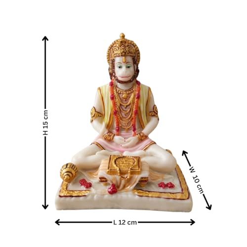 Image of Blessing Hanuman Idol - Multicolor Sitting Bajrangbali Murti with Gada for Home Temple Decor | Lord Hanuman Ji Statue for Strength, Protection & Devotion | Puja Showpiece Gift (15 Cm Hanuman Ji.)