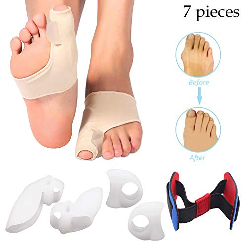 Corrector de Juanetes, Corrector Juanetes Separador, 7 piezas Hallux Valgus separador silicona para hombres y mujeres Corrector Dedo Gordo Juanete