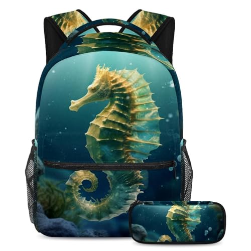 Sac à dos Blue Seaworld Seahorse Reef grand volume pour soulager le dos des élèves
