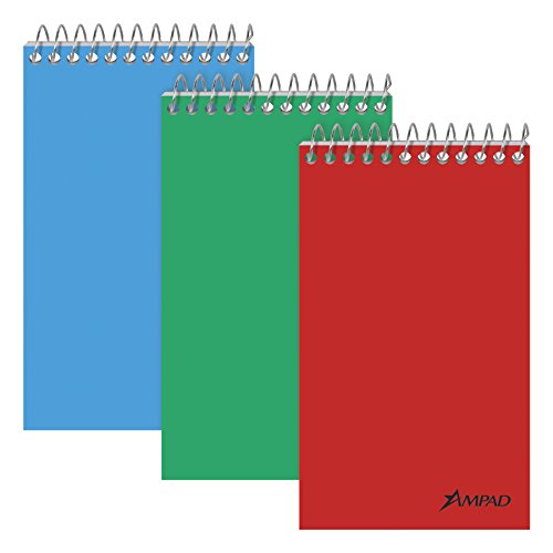 Ampad Pocket Notebook, Recycled, Size 3 X 5, Assorted Covers, Top Open, Narrow Ruled, 60 Sheets (25-087) #TOP11