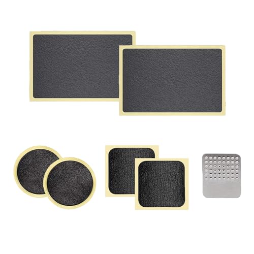 6Pcs Self-Adhesive Bicycle Tire Inner Tube Patch Repair Kit - Glueless Bike Tube Patches in Round, Square, and Rectangle Shape with Metal Rasp - by Mobi Lock