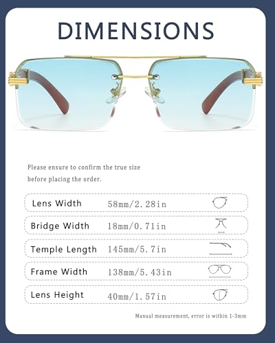 Image of Fashion Rimless Rectangle Sunglasses Mens Womens Frameless Square Sun Glasses UV 400