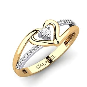Heart Design 925 Sterling Silver Gold Color Luxury Statement Ring (6.5)