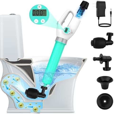 HWTONG Electric Toilet Plunger, High Pressure Plungers for Bathroom Heavy Duty with Auto Inflation & Digital Display, Precisely Preset Pressure, Drain Unclogger for Toilet, Floor Drain Cover