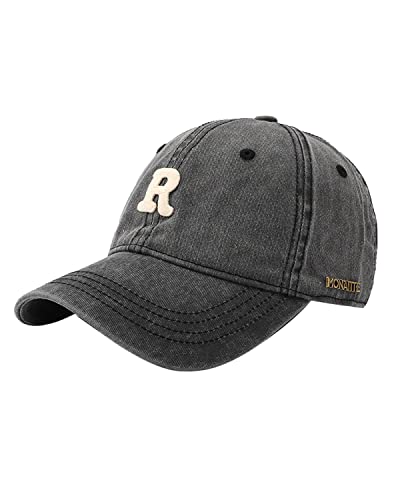 Marotow Denim Baseball Cap with Letter R, Adjustable Hat for