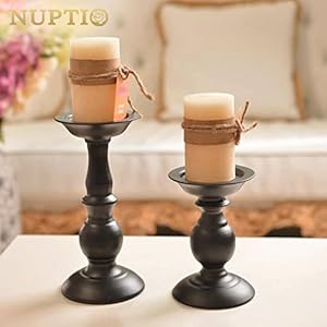 Nuptio Black Candle Holder for Pillar Candles - 2 Pcs Rustic Candle Holders Set Metal Candle Stand Tall Retro Fall Pillar Candleholder for Halloween Easter Farmhouse Fireplace Home Table Centerpiece Nuptio Black Candle Holder for Pillar Candles 2 Pcs Rustic Candle Holders Set Metal Candle Stand Tall Retro Fall Pillar Candleholder for Halloween Easter Farmhouse Fireplace Home Table Centerpiece