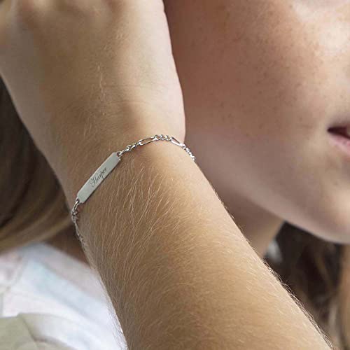 In Season Jewelry SS-02-00106 925 Sterling Silver Classic Figaro Chain Identification Tag Bracelet thumb #2