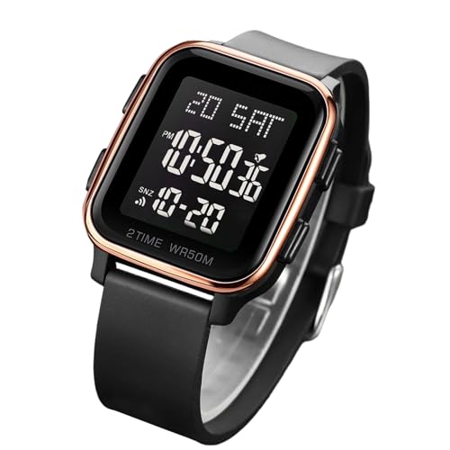 Reloj de pulsera digital: reloj cuadrado para hombre, elegante y cómodo, con diseño moderno y correa duradera, ideal para mejorar el aspecto diario, casual, ocasiones, dorado, Fare riferimento alla