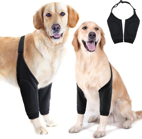 Image of Dog Elbow Protector for Front Leg Calluses, Dogs Joint Recovery Sleeve for Prevent Licking, Adjustable Dogs Elbow Pads Pet Leg Wound Care, Dog Knee Brace Protector Pads for Canine Sprain Arthritis,2XL