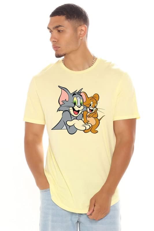 Image of VLAM Oversized Fit Tom Jerry Cartoon Printed Unisex Tshirt (White)