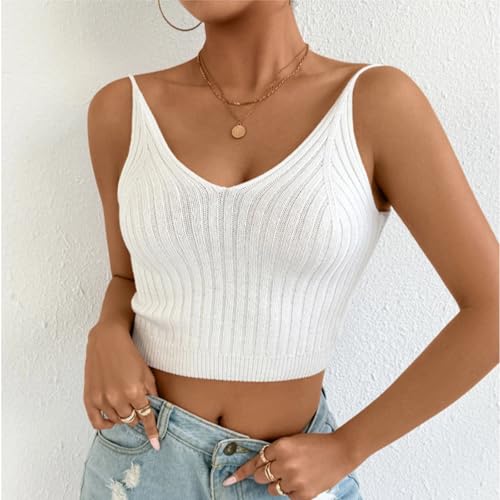Girls Sweater Tank Tops Spaghetti Strap Camis Knit Ribbed Sweaters Vest Trendy Casual Crop Top 2025 Fashion Clothes3