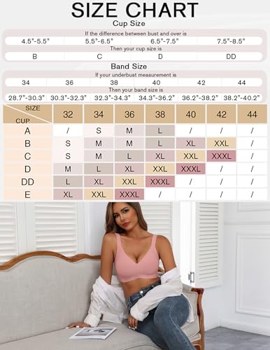 Image of Avidlove Bras for Women Seamless Bra Full Coverage T Shirt Bralettes V Neck Wireless Bra Comfortable Brassiere