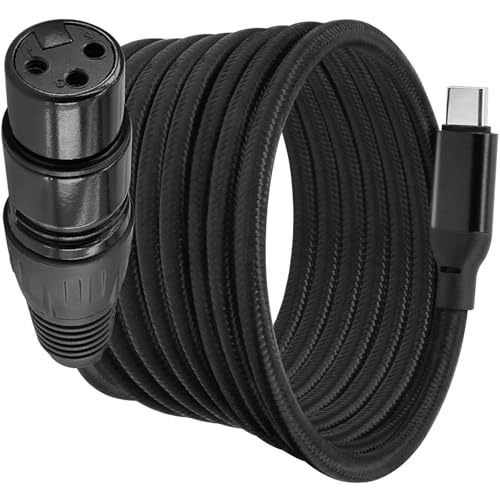 Câble microphone XLR vers USB-C de 3m en nylon tressé compatible iPhone 16 pour studio