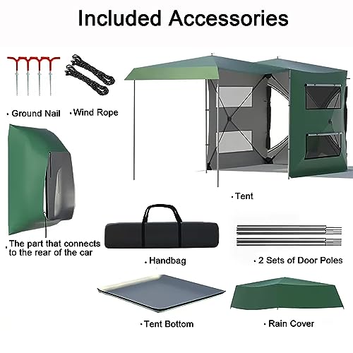 Carpa para auto SUV tipo trasera dual WOLWES verde miniatura 2