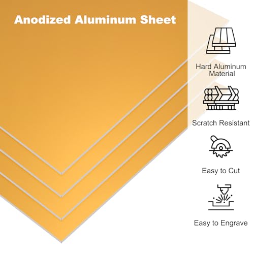 Image of PATIKIL 7x5x1 /32inch Anodized Aluminum Sheet, 5Pcs Metal Rectangle Aluminum Plate 0.8mm Thick Engraving Blanks for Laser Engraving DIY Decorative Crafting Home Decoration, Yellow