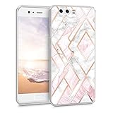 kwmobile Hülle kompatibel mit Huawei P10 - Handyhülle Silikon Case - Glory Mix Marmor Rosegold Weiß Altrosa