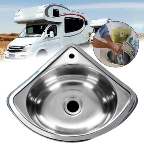 Évier de cuisine RV compact acier inoxydable petit lavabo d'angle triangle - 5